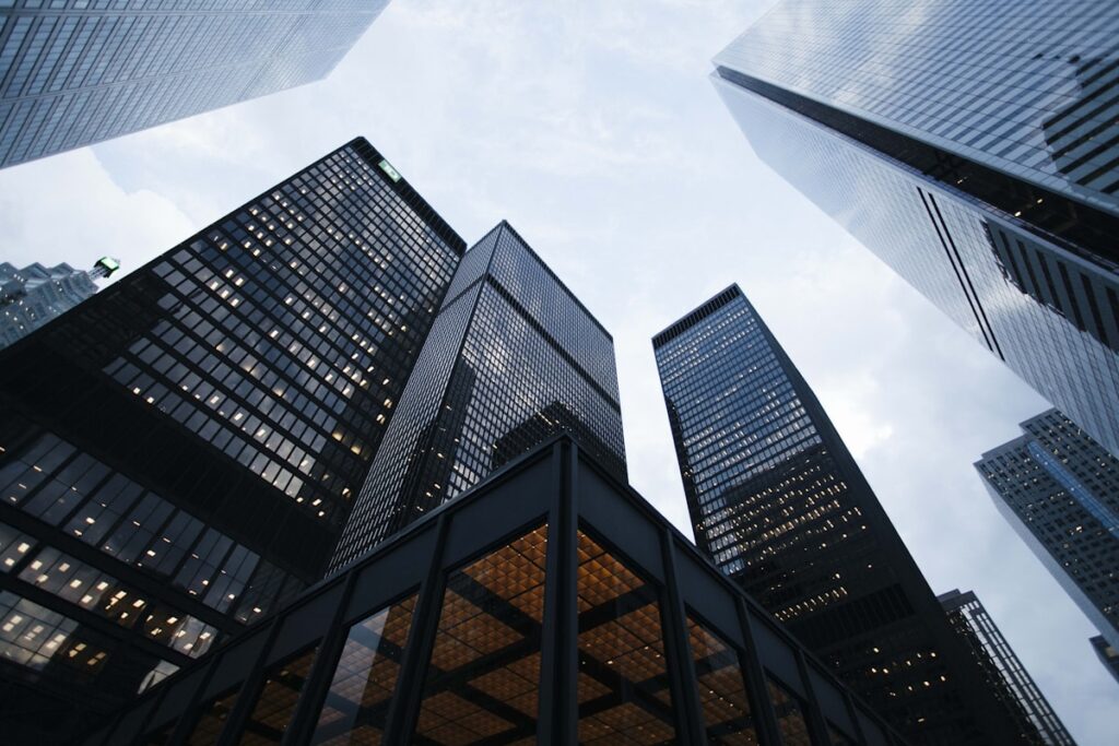 Modern banking office exterior