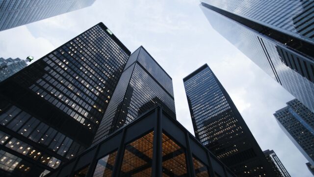 Modern banking office exterior